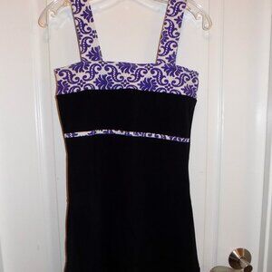 JERDOG Black Purple Print Tennis Active Dress Small Sleeveless Golf USA